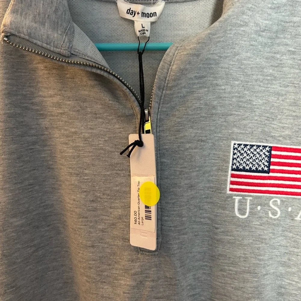 Gray USA Flag Quarter-Zip Sweatshirt - Picture 2 of 4